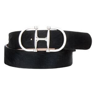 Brave Leather Kasi Bridal Hair-On Belt  Silver Buckle Black Size 32